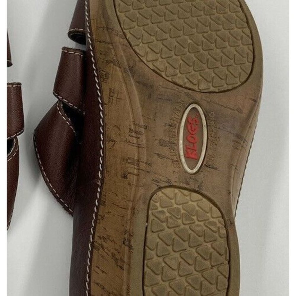 Klogs Slip Resistant Women Size 6 M Brown Wedge Slip On Sandal Detailed Straps - Picture 5 of 11